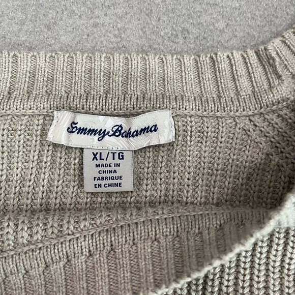 Tommy Bahama Breezy Palm Crewneck Pullover Knit Sweater Womens Oatmeal Gray XL - Picture 3 of 6